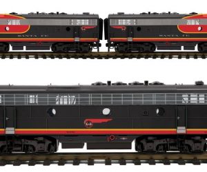 New RailKing One Gauge G Scale Santa Fe Black Bonnet F-3 A-B-A Diesel Set w/Proto-Sound 3.0